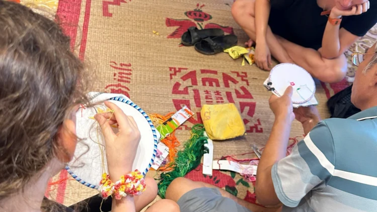 Traditional Embroidery Workshop with Local Artisan at Ninh Binh